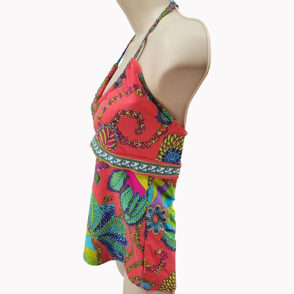 Trina Turk Womens Size 6 Halter Tankini Swim Top Multicolor Nylon/Spandex - Picture 5 of 8